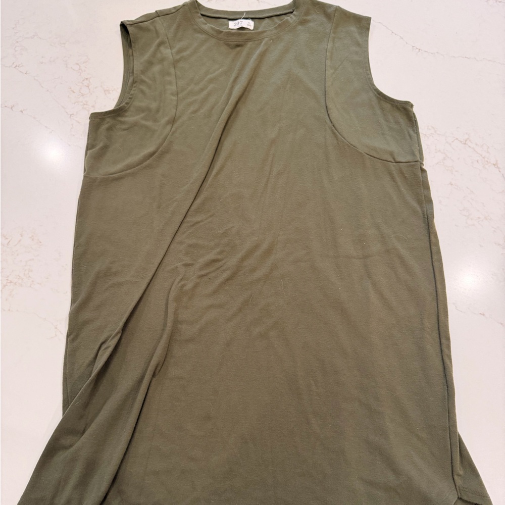 247 by Maxx Crosby Olive Green Sleeveless Swing Dress XL Casual Knit Tank Dress
